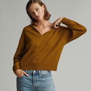 Everlane cashmere polo sweater. Green/brown. Small